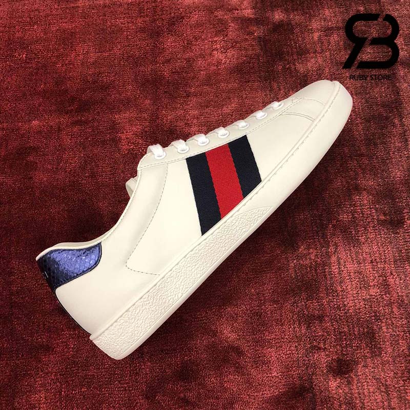 Giày Gucci Ace Leather Sneaker White Blue Siêu Cấp