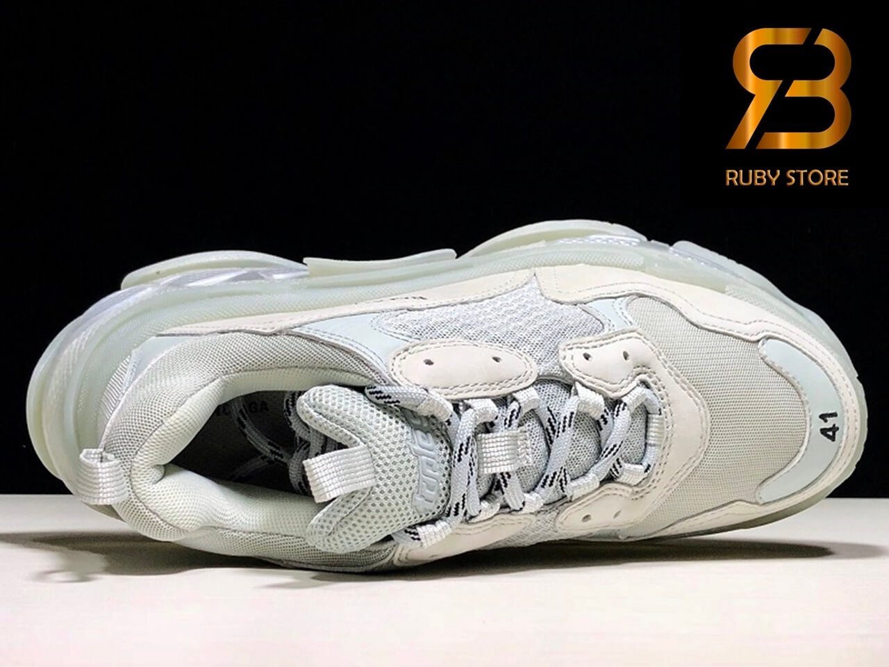 giày balenciaga triple s clear sole gray replica 1:1 siêu cấp