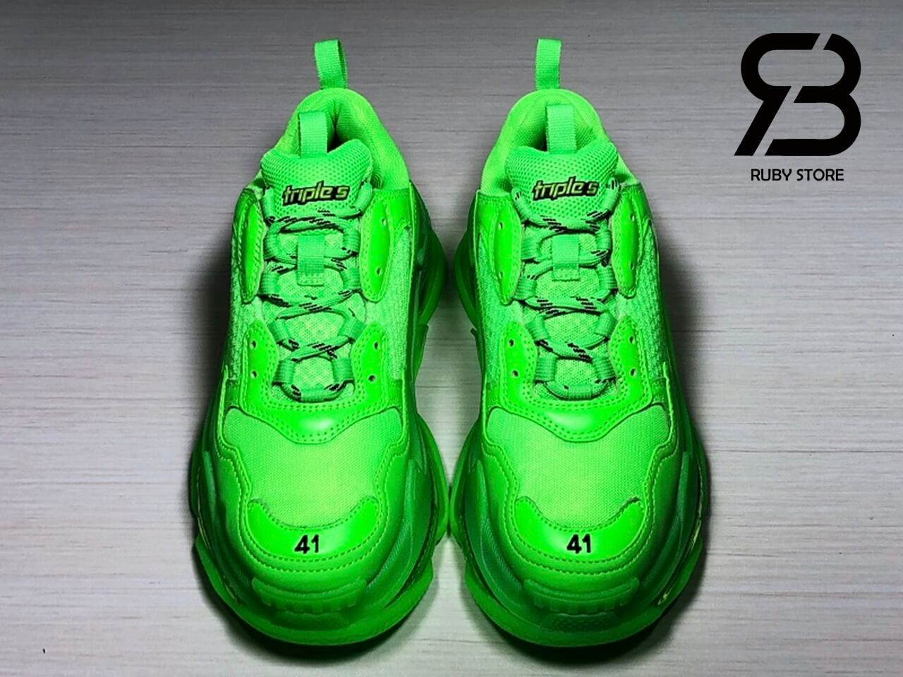 giày balenciaga triple s clear sole green replica 1:1 siêu cấp