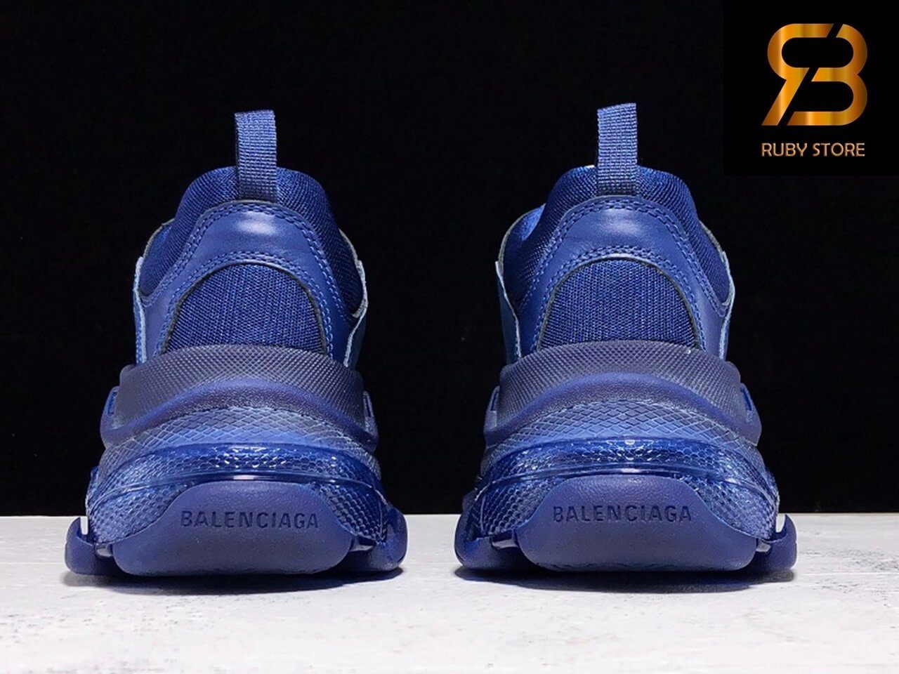 giày balenciaga triple s clear sole xanh navy siêu cấp