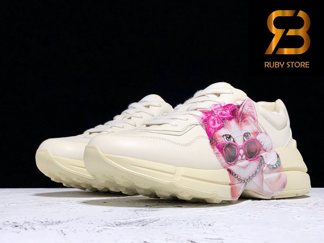 giày gucci rhyton sneaker with mystic cat white pink siêu cấp ở hồ chí minh