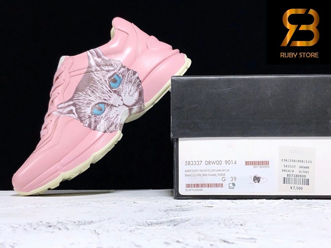 giày gucci rhyton with mystic cat pink siêu cấp ở hcm