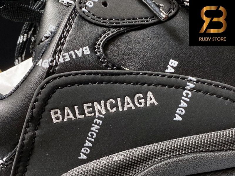 giày balenciaga triple s black allover logo siêu cấp