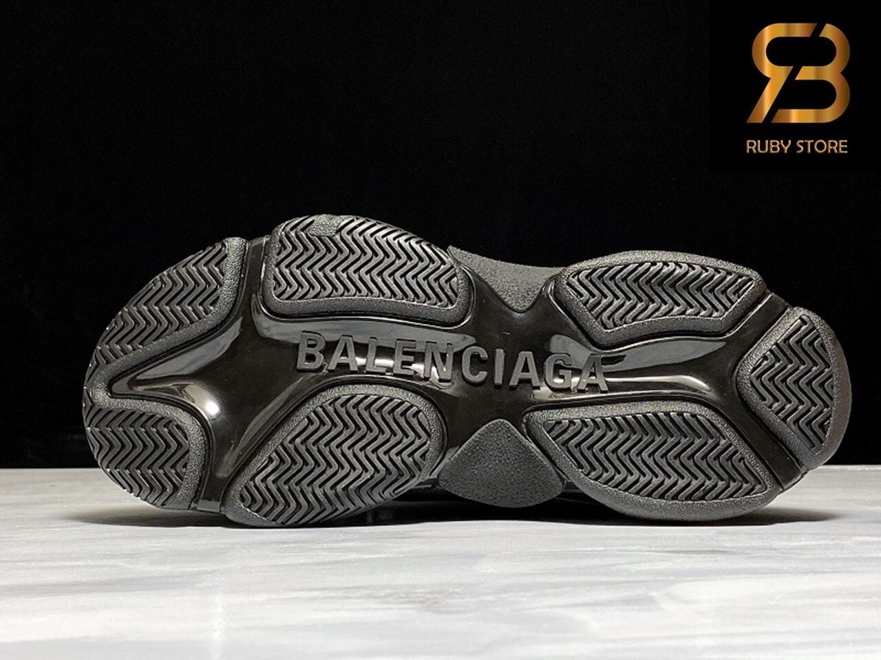 giày balenciaga triple s black allover logo siêu cấp