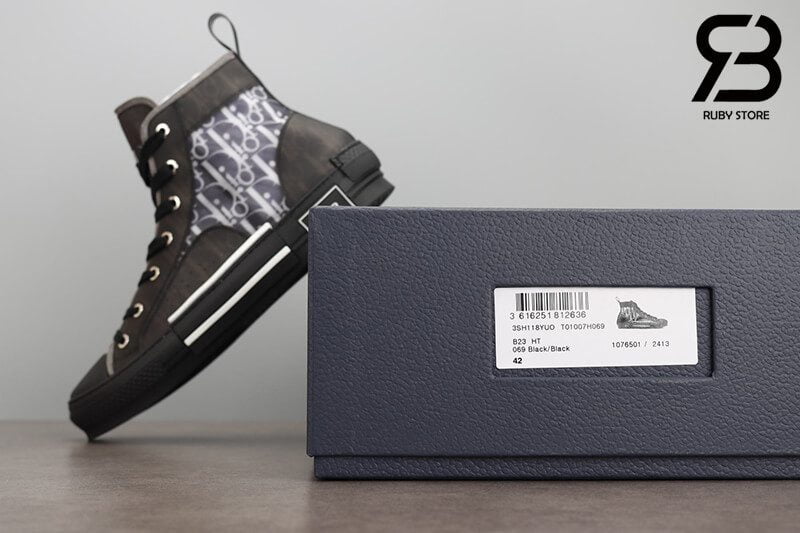 giày dior b23 high top oblique canvas black siêu cấp
