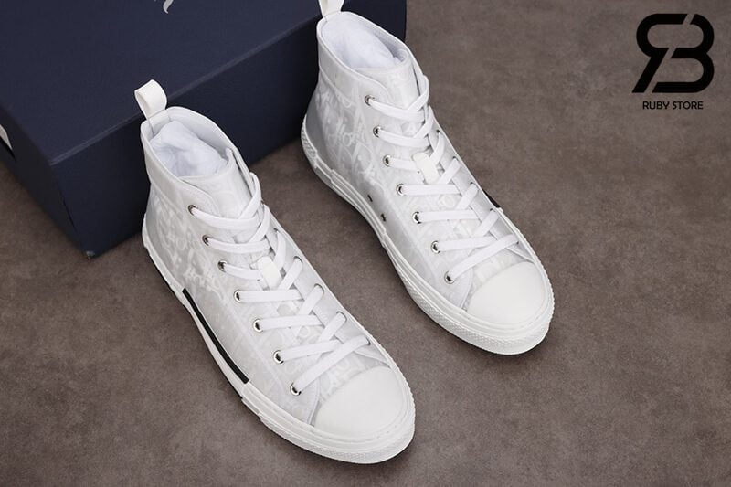 giày dior b23 hight top oblique canvas white siêu cấp