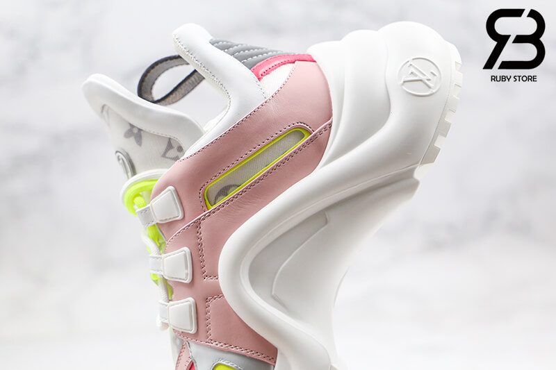 giày lv archlight sneaker pink yellow siêu cấp