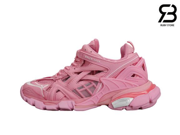 BALENCIAGA 995 Women039s Track Sneaker  White and Neon Pink Mesh and  Nylon  eBay