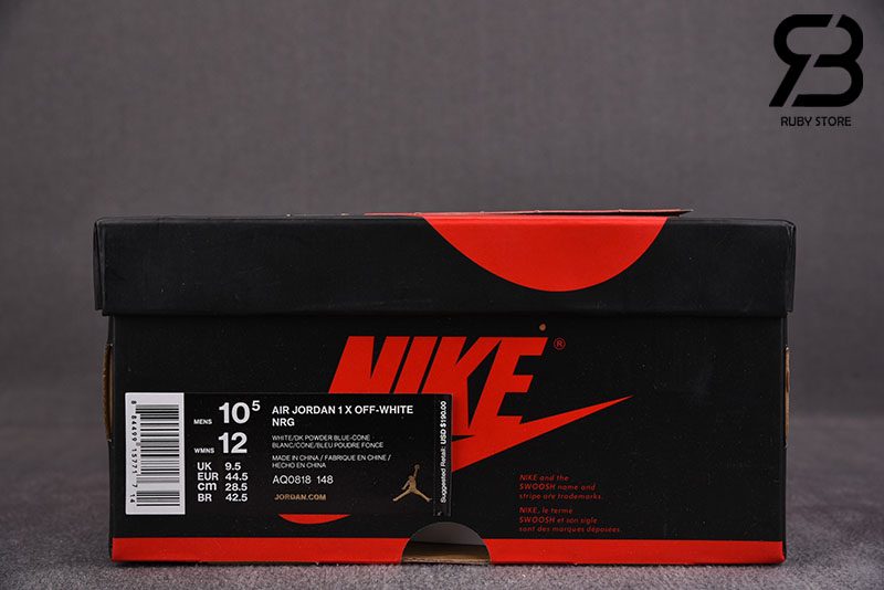 Giày Nike Air Jordan 1 Off White University Blue Siêu Cấp