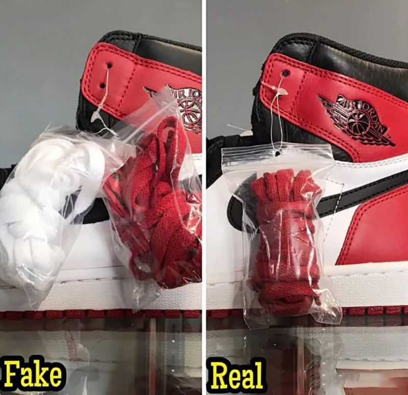 So sánh giày Jordan 1 High Bred Toe real và fake chi tiết nhất