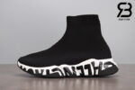 Giày Balenciaga Speed Graffiti Đế Trắng Chữ Đen Siêu Cấp