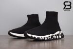 Giày Balenciaga Speed Graffiti Đế Trắng Chữ Đen Siêu Cấp