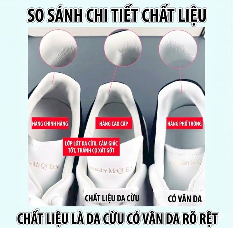 Cách nhận biết giày Alexander McQueen real và fake qua chất liệu giày