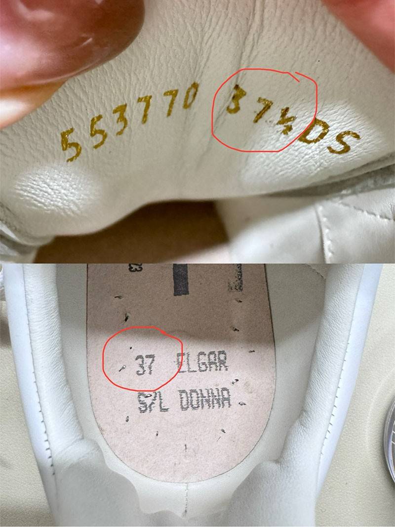 Cách nhận biết giày Alexander McQueen real và fake qua số size và thông số sản xuất