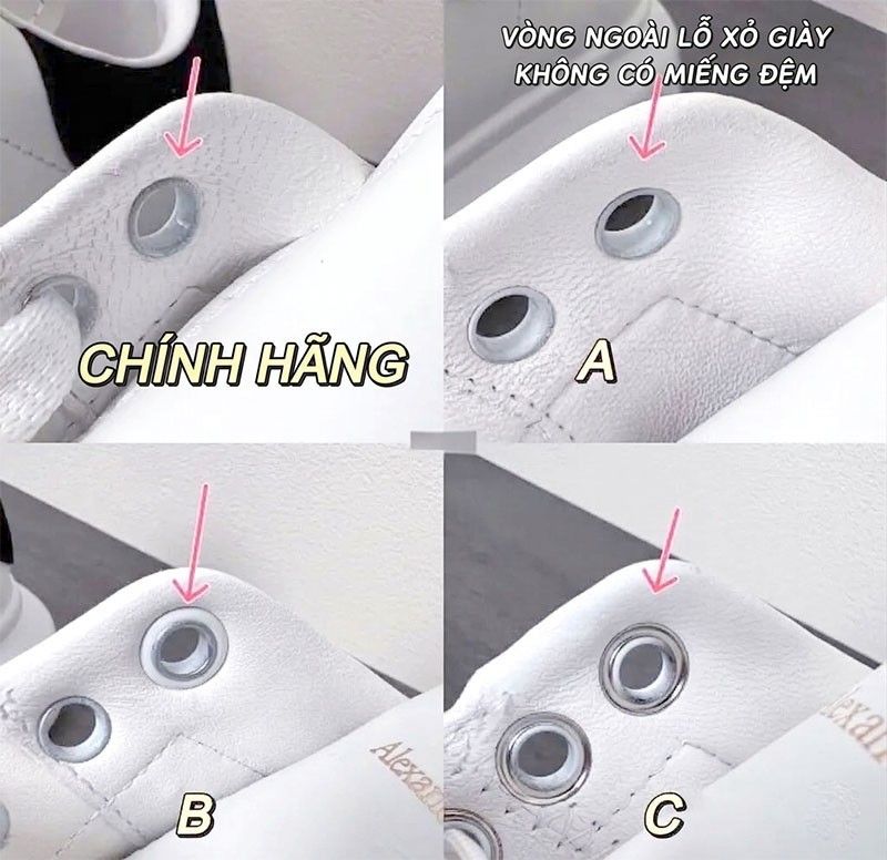 Cách nhận biết giày Alexander McQueen real và fake qua lỗ dây giày