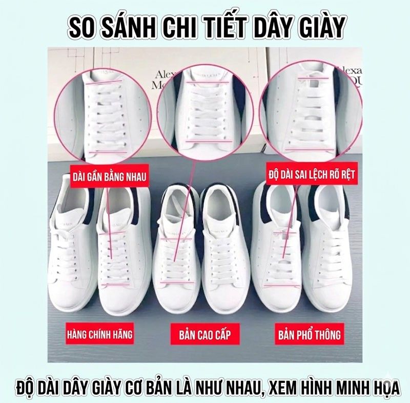 Cách nhận biết giày Alexander McQueen real và fake qua dây giày