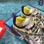 Giày Gucci Flashtrek Crystal-Embellished Metallic sneakers