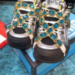 Giày Gucci Flashtrek Crystal-Embellished Metallic sneakers