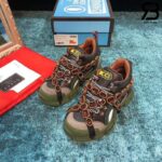 Giày Gucci Flashtrek Sneaker With Crystals In Black Green siêu cấp