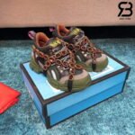 Giày Gucci Flashtrek Sneaker With Crystals In Black Green siêu cấp