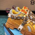 Giày Gucci Flashtrek Sneaker With Crystals In Gold siêu cấp