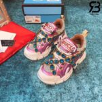 Giày Gucci Flashtrek Sneaker With Crystals In Pink White siêu cấp