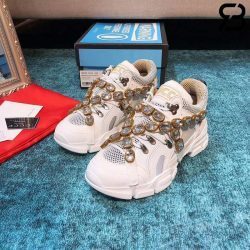 Giày Gucci Flashtrek Sneaker With Crystals In White siêu cấp