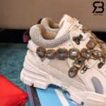 Giày Gucci Flashtrek Sneaker With Crystals In White siêu cấp