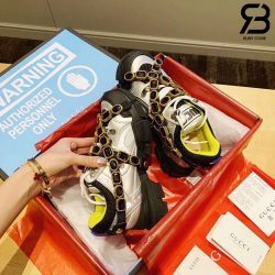 Giày Gucci Flashtrek Sneaker With Crystals In Yellow Silver siêu cấp