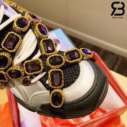 Giày Gucci Flashtrek Sneaker With Crystals In Yellow Silver siêu cấp
