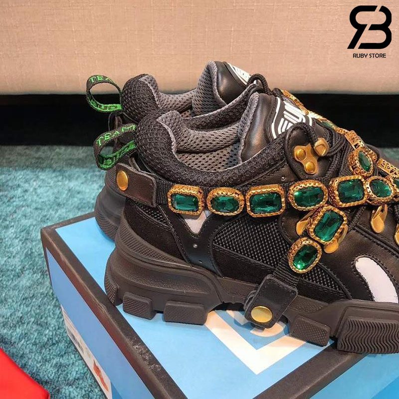 Giày Gucci Flashtrek sneakers with Crystals black siêu cấp | Ruby Luxury