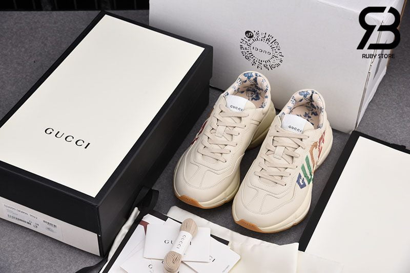 Giày Gucci Rhyton Glitter Logo Leather Sneakers Best Quality