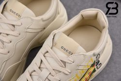 Giày Ivory Leather Rhyton Gucci Square Logo Sneaker Best Quality