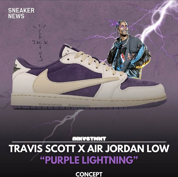 Giày Jordan 1 Low Travis Scott Trắng Tím