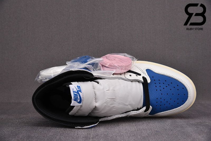 Giày Jordan 1 Retro High OG SP Travis Scott Fragment Military Blue Siêu Cấp