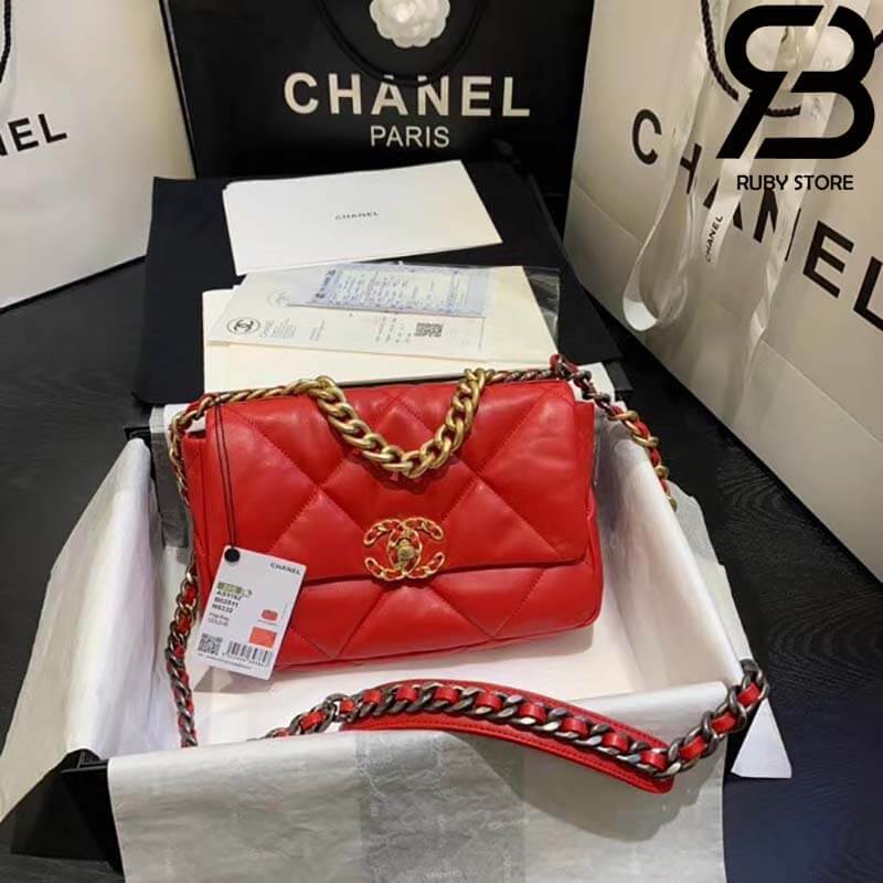 Túi Chanel 19 Da Cừu Màu Đỏ Best Quality Like Auth 99%