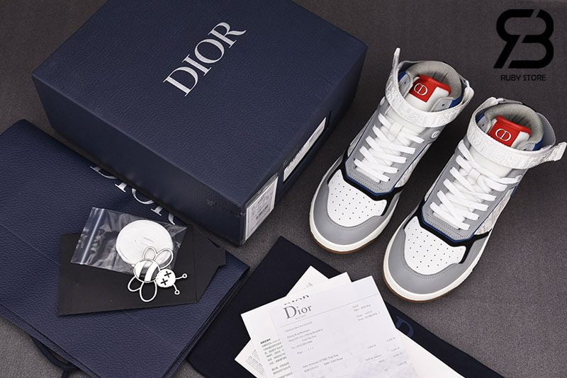 Giày Dior B27 Mid-Top Sneaker Blue, Gray and White Siêu Cấp