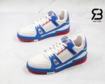 Giày Louis Vuitton Trainer Sneaker Blue Red Siêu Cấp
