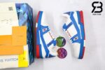 Giày Louis Vuitton Trainer Sneaker Blue Red Siêu Cấp