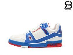 Giày Louis Vuitton Trainer Sneaker Blue Red Siêu Cấp