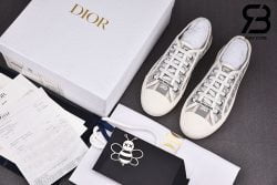 Giày Walk'N'Dior Gray Dior Oblique Embroidered Cotton Siêu Cấp