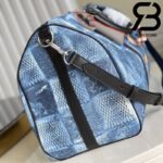 Túi Du Lịch LV Keepall Bandouliere 50 Monogram Blue Best Quality 99% Auth