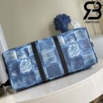 Túi Du Lịch LV Keepall Bandouliere 50 Monogram Blue Best Quality 99% Auth