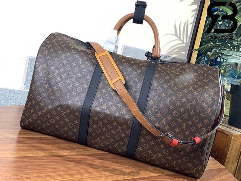 Túi Du Lịch LV Keepall Bandouliere 50 Monogram Brown Best Quality 99% Auth