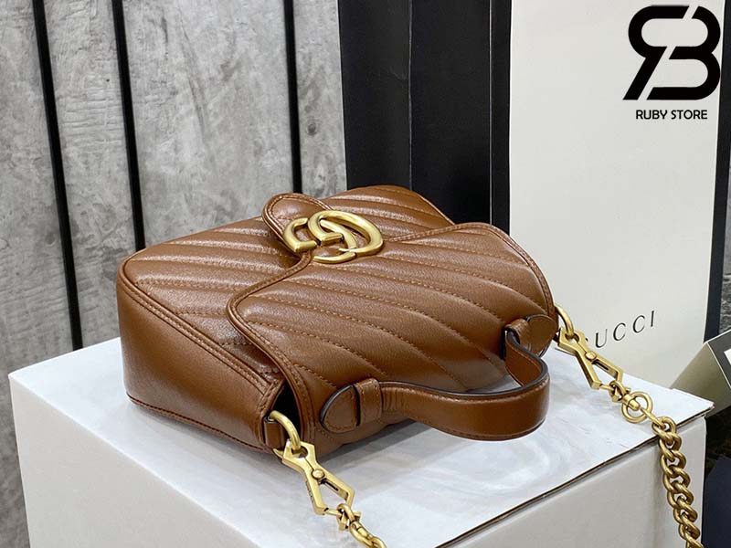 Túi Gucci Marmont mini top handle bag màu nâu nhạt best quality