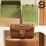 Túi Gucci GG Marmont Small Matelasse Shoulder Bag Nâu Leather 25.5CM Best Quality
