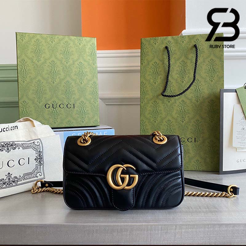 Túi Gucci Marmont Matelassé Mini Bag Đen 22CM Best Quality