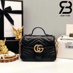 Túi Gucci Marmont mini top handle bag màu đen best quality
