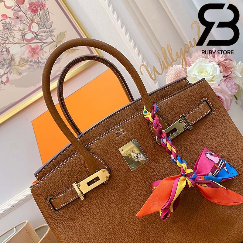 Túi Hermes Birkin Bag 30cm Nâu Khóa Vàng Best Quality 99% Auth