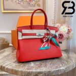 Túi Hermes Birkin Bag 30cm Đỏ Khóa Bạc Best Quality 99% Auth